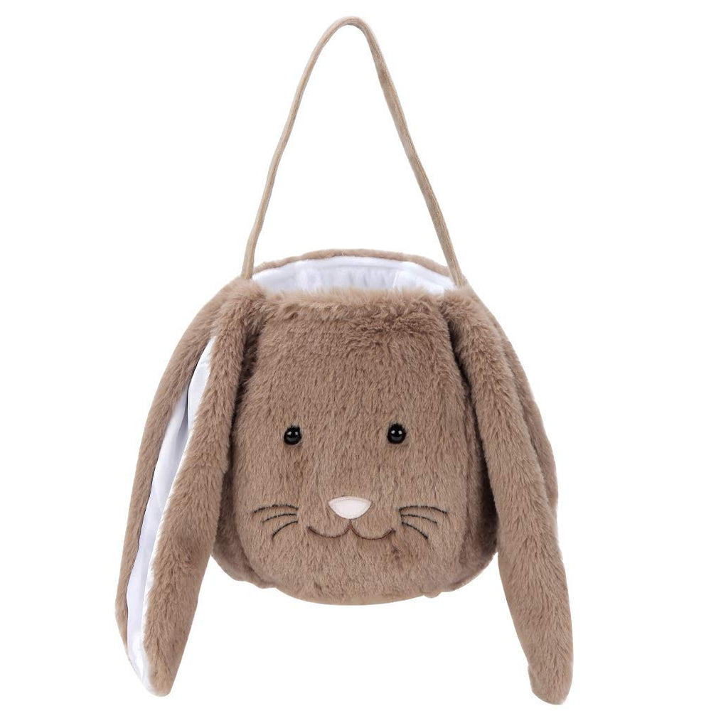 PKONEWNO Easter Bunny Basket with plush outside feels soft and inviting for egg hunts