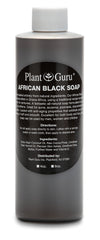 Plant Guru African Black Soap Liquid bottle for gentle cleansing of face and body.