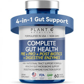 PLANT.O NUTRITION bottle close-up showing veggie capsules for gut support.