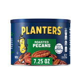 Planters Roasted Pecans canister front view with resealable lid
