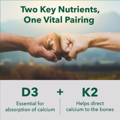 PlantFusion D3 K2 capsules close-up shows 5000 IU D3 and 50 mcg K2 for bone health