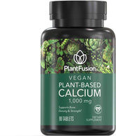 PlantFusion vegan calcium bottle front shows 1000 mg per serving for daily mineral intake