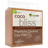 Plantonix Coco Bliss coco coir brick close-up highlighting purity for clean planting medium.