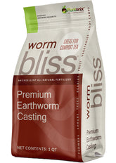 Plantonix Worm Bliss packaging showing OMRI-listed castings for nutrient-rich soil that nourishes plants.