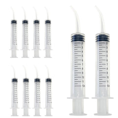 PlastCare USA 12ml disposable curved-tip syringe for dental irrigation in clinical care.