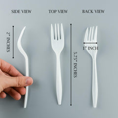 Plasticpro medium-weight white forks for everyday use and events