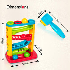 Playkidz Pound-A-Ball Toy bottom tray with rolling balls for continuous play