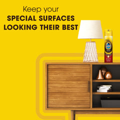 Pledge Expert Care Wood Oil revitalizes sealed leather for a refreshed look.