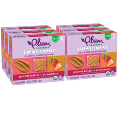 Plum Organics Jammy Sammy box front, grab-and-go toddler snack for busy days.