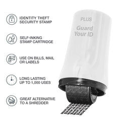 PLUS Guard Your ID roller in action conceals text to prevent data exposure.