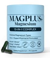 Plus+Ultra MAGPLUS+ front bottle highlighting the 13-in-1 blend for wellness.