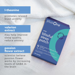 plusOne Blissful Sleep Patches being applied on skin for targeted nightly calm