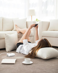 POANES 8-Port USB Charger in-use with hands shows convenient travel power hub.