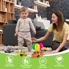 POATROZON Easter basket filler eggs with metal vehicles for fun