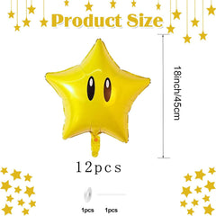 POFLWO yellow star balloon close-up showing shiny finish for photos
