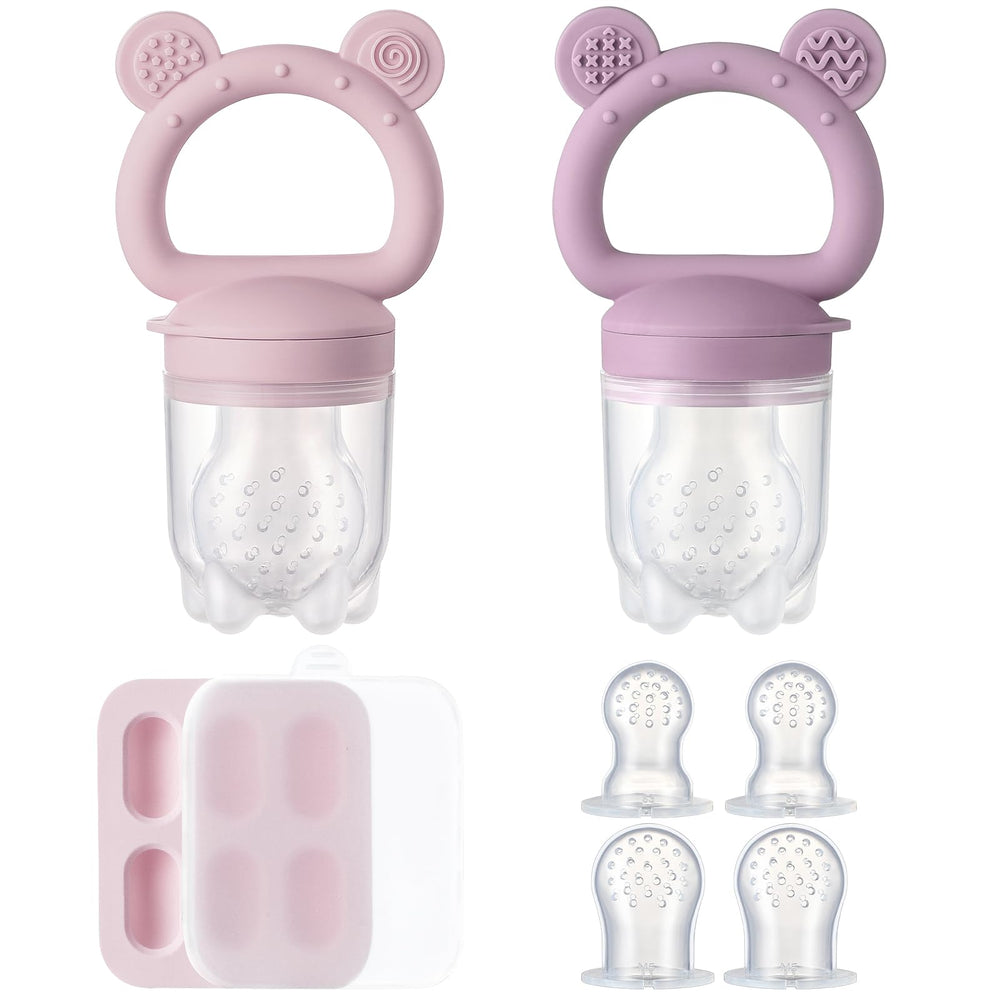 POIKSHARK baby fruit feeder in purple, two-pack for safe self-feeding