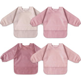 POIKSHARK long sleeve pink bib pack with spill pocket keeps mess contained.