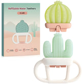 POIKSHARK water-fill core teether in green cactus soothing gums.