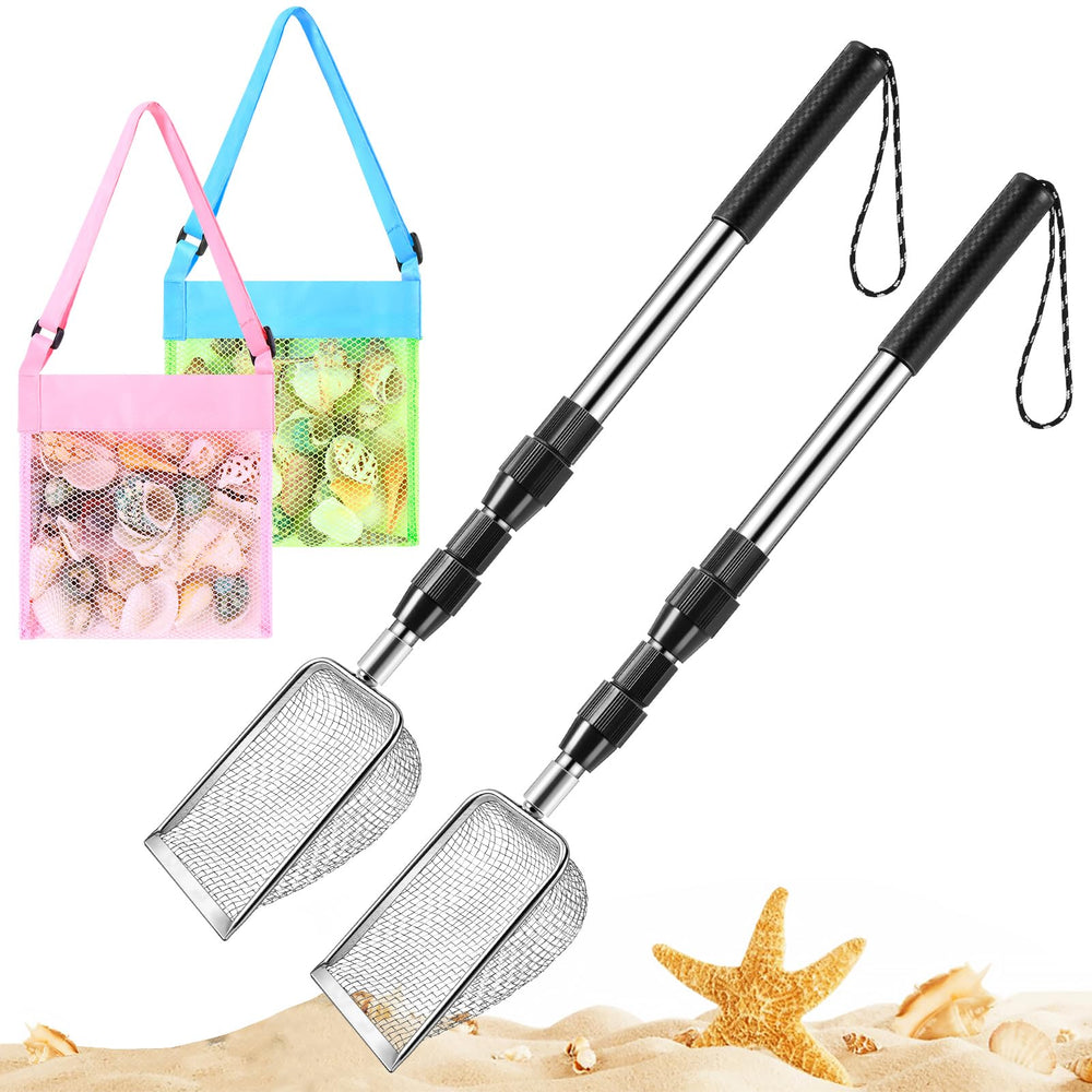 POILKMNI shark tooth sifter two-piece with extendable handle for easy treasure hunting