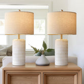 PoKat 23-inch ceramic lamps in beige and white for refined living room glow