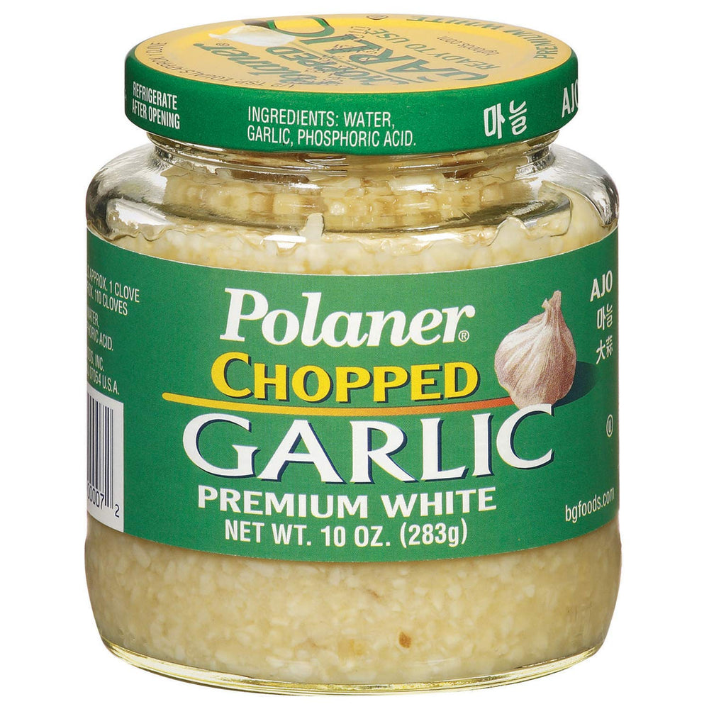 Polaner Premium White Chopped Garlic jar ready for quick meals.