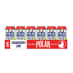 Polar Seltzer Cranberry Lime cans label highlighting natural flavors and zero sugar.