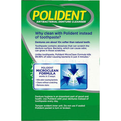 Polident cleansers restore denture color for a brighter smile.