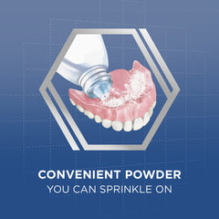 Denture treated with Poligrip zinc free powder for comfort