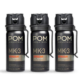 POM MK3 pepper spray with belt clip for fast access.
