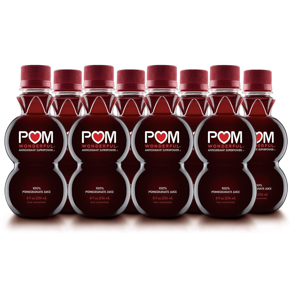 POM Wonderful bottle close-up shows antioxidant-rich juice for daily refreshment.