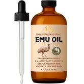 Pomberries Emu Oil bottle with dropper for precise, mess-free moisturization.