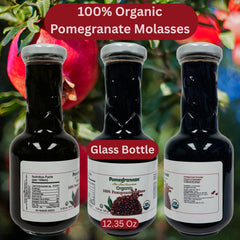 Pomegranaze molasses pouring onto a dish reveals bold, tart, fruity notes.