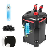 PondForse canister filter front view shows compact design for home aquariums.