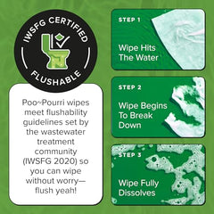 Poo-Pourri flushable wipes texture close-up highlighting plant-based fibers.