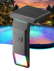 PoolHacker solar light panel lighting inground and above-ground pools, energy-efficient ambience.