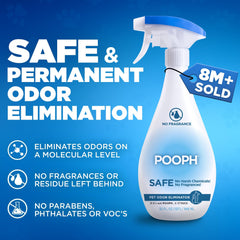 POOPH bottle pour action showing easy application and rapid odor neutralization