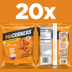 PopCorners Spicy Queso crisp-snack close-up emphasizes crunchy texture.