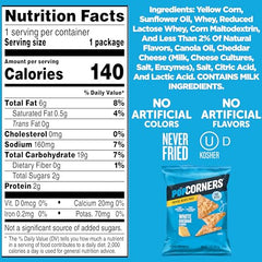 PopCorners White Cheddar close-up texture, ideal for quick lunchbox snacks.