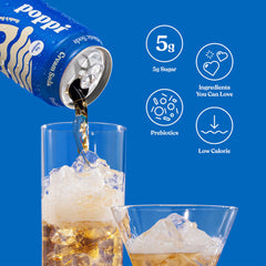 Poppi Cream Soda with apple cider vinegar offers tangy refreshment and flavor.