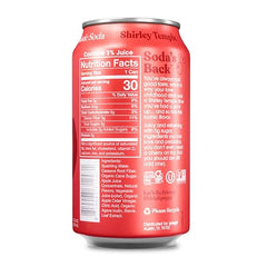 Poppi Shirley Temple can front emphasizes low sugar and calorie-conscious choice.