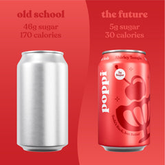 Poppi Shirley Temple poured over ice in a glass, refreshing and fizzy