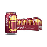 Poppi Sparkling Root Beer bottle shows prebiotic soda with ACV for a refreshing moment.