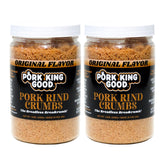 Pork King Good pork rind crumbs jar original flavor for easy low-carb breading.