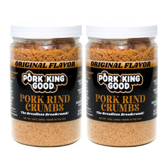 Pork King Good pork rind crumbs jar original flavor for easy low-carb breading.