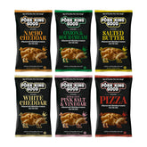 Pork King Good pork rinds variety six-pack front view for sharing