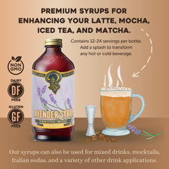 Portland Syrups Lavender Syrup glass highlights herbaceous notes for refreshing beverages.
