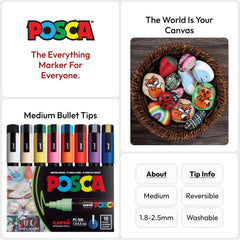 POSCA PC-5M on glass shows bold, erasable marks on non-porous surfaces