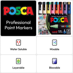 POSCA PC-5M metallic fluorescent inks add vibrant accents
