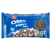 Post OREO PUFFS cereal bowl with chocolate puffs offers a nostalgic breakfast