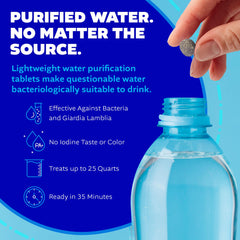 Potable Aqua emergency water treatment in action for outdoor use.